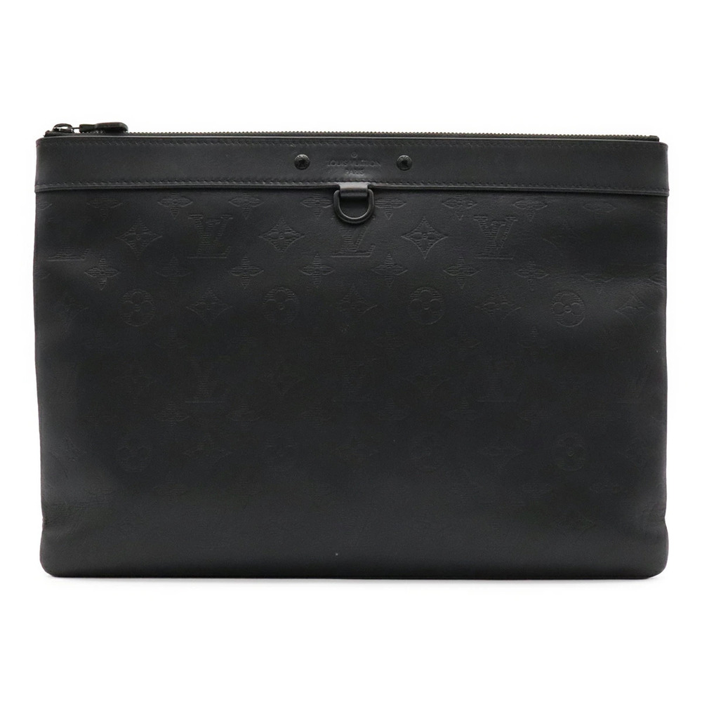 LOUIS VUITTON Monogram Shadow Black Pochette Discovery Clutch Bag Shoulder